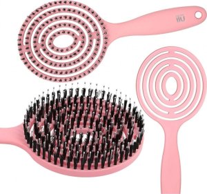 eCarla Ecarla Szczotka z włosiem do masażu i rozczesywania włosów Różowa 4