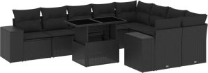 vidaXL 10-cz. zestaw wypoczynkowy do ogrodu, z poduszkami, czarny 2