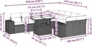 vidaXL 10-cz. zestaw wypoczynkowy do ogrodu, z poduszkami, czarny 10