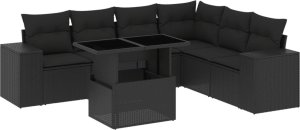 vidaXL 7-cz. zestaw wypoczynkowy do ogrodu, z poduszkami, czarny 2