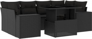 vidaXL 7-cz. zestaw wypoczynkowy do ogrodu, z poduszkami, czarny 2