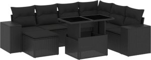 vidaXL 8-cz. zestaw wypoczynkowy do ogrodu, z poduszkami, czarny 2