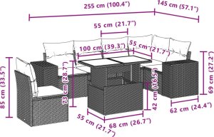 vidaXL 7-cz. zestaw wypoczynkowy do ogrodu, z poduszkami, czarny 10