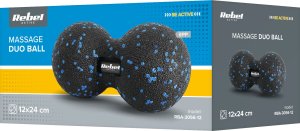 Rebel Duoball podwójna piłka do masażu 12cm, kolor czarno-niebieski, materiał EPP, REBEL ACTIVE 3