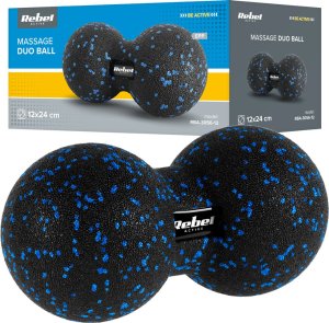Rebel Duoball podwójna piłka do masażu 12cm, kolor czarno-niebieski, materiał EPP, REBEL ACTIVE 4