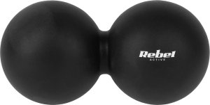 Rebel Duoball podwójna piłka do masażu 6.2cm, kolor czarny, materiał silikon, REBEL ACTIVE 2