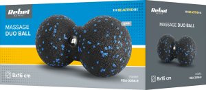 Rebel Active Duoball podwójna piłka do masażu 8cm, kolor czarno-niebieski, materiał EPP, ACTIVE 3