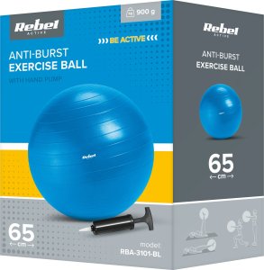 Rebel Piłka gimnastyczna rehabilitacyjna 65cm z pompką ręczną, kolor niebieski , REBEL ACTIVE 2