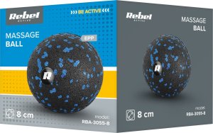 Rebel Piłka do masażu 8cm, kolor czarno-niebieski, materiał EPP, REBEL ACTIVE 3