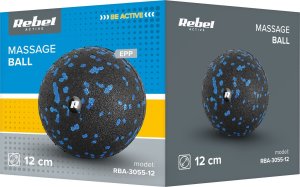 Rebel Piłka do masażu 12cm, kolor czarno-niebieski, materiał EPP, REBEL ACTIVE 3