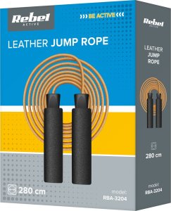 Skakanka sportowa Rebel Skakanka bokserska skórzana z rączką z pianki i metalowym łożyskiem 2.8m regulowana, REBEL ACTIVE 2