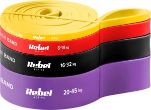 Rebel Zestaw gum do ćwiczeń lateksowy - Power Band PLs-2, 4-45 kg, 4 gumy,  REBEL ACTIVE 1