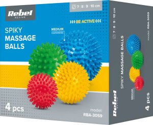 Rebel Zestaw piłeczek sensorycznych z kolcami do masażu, 4 piłeczki , ACTIVE 3