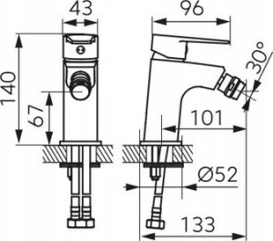 Bateria bidetowa Ferro BTR6 / FERRO / RITTO / BATERIA BIDET STOJĄCA, CHROM / 2
