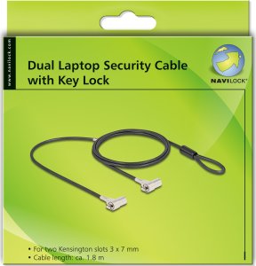 Linka zabezpieczająca Navilock Navilock Dual Notebook Sicherungskabel 2 Kesnington Slots 5