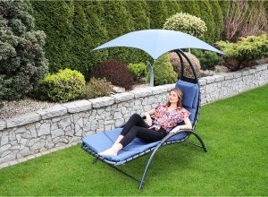 Saska Garden LEŻAK FOTEL Z PARASOLEM BERGAMO 200x125x180CM GRANAT 10