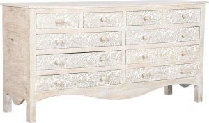 Bigbuy Home Komoda Home ESPRIT Biały Naturalny Drewno mango Drewno MDF 145 x 41 x 75 cm 1