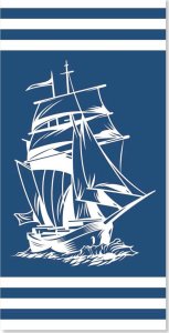 estilex Ręcznik Plażowy 100X180 Statek 100% Mikrofibra 3