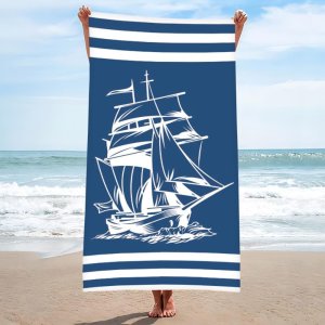 estilex Ręcznik Plażowy 100X180 Statek 100% Mikrofibra 4