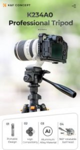 Statyw K&F Statyw video Concept K234A0 z głowicą 3D i uchwytem na telefon 15