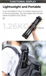 Statyw K&F Statyw video Concept K234A0 z głowicą 3D i uchwytem na telefon 16