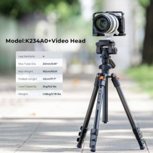 Statyw K&F Statyw video Concept K234A0 z głowicą 3D i uchwytem na telefon 9