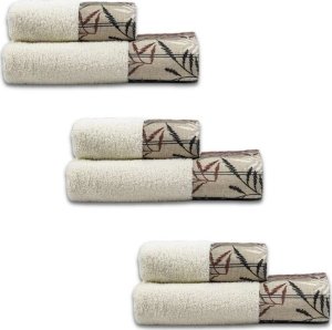 MCS Towels marki Le Telerie model SET SPUGNA LEAVES 3+3 CREMA kolor Brązowy. Akcesoria Dla obu płci. Sezon: Cały rok NoSize 1