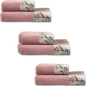 MCS Towels marki Le Telerie model SET SPUGNA LEAVES 3+3 ROSA kolor Różowy. Akcesoria Dla obu płci. Sezon: Cały rok NoSize 1