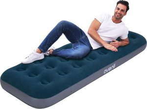 JiLong Materac dmuchany flokowany 1-osobowy z wbudowaną pompką nożną 191x73x22cm (24130) 3