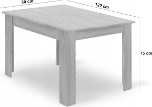 Leobert Zestaw stół prostokątny 120x80 dąb sonoma + 4 krzesła MARK szare 3