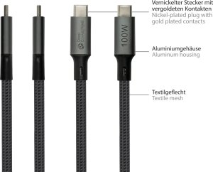 Kabel USB Good Connections USB-C - USB-C 1 m Szary (2402-T010A) 3