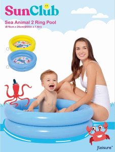 JiLong Basen dmuchany dziecięcy 2-pierścieniowy 76x20cm 57157 niebieski 5