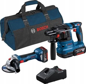 Zestaw elektronarzędzi Bosch Bosch combo set cordless angle grinder GWS 18V-7 + cordless hammer drill GBH 18V-22, tool set (blue, 2x Li-ion battery 4.0Ah, tool bag) 1