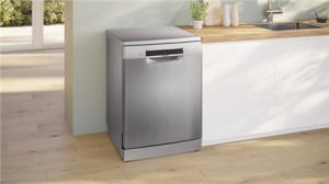 Zmywarka Bosch Dishwasher | SMS4HVI00E | Free standing | Width 60 cm | Number of place settings 14 | Number of programs 6 | Energy efficiency class D | Display | AquaStop function | Silver inox 3