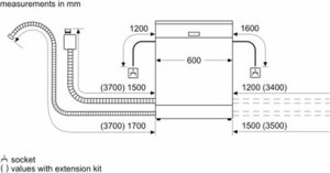 Zmywarka Bosch Dishwasher | SMS4HVI00E | Free standing | Width 60 cm | Number of place settings 14 | Number of programs 6 | Energy efficiency class D | Display | AquaStop function | Silver inox 5