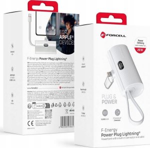 Powerbank ForCell FORCELL F-ENERGY Power Plug F5K3 powerbank 5 000mAh z wbudowanym złączem do Lightning 8-PIN PD 20W biały 5