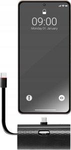 Powerbank ForCell FORCELL F-ENERGY Power Plug F5K3 powerbank 5 000mAh z wbudowanym złączem Typ C PD 20W czarny 7