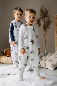 PULP BAMBOO Śpiworek Muślinowy letni z nogawkami -Misie 0,5 TOG od 1r. do 2,5lat 6