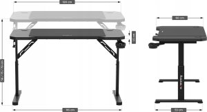Biurko Huzaro Biurko Gamingowe Z Regulowaną Wysokością Huzaro Hero 2.6 Black + Podkładka 9