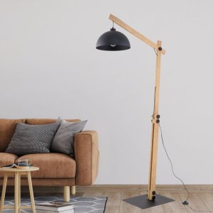 Lampa podłogowa TK Lighting Oslo 5582 lampa stojąca podłogowa 1x15W E27 czarna/drewniana 7
