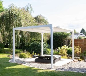 vidaXL Aluminiowa pergola altanka Novara 10x12 z dachem lamelowym biała 300x360x231 cm 1