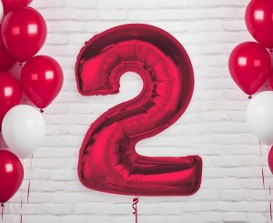 GoDan Balon foliowy cyfra 2 czerwona Smart 92cm 2