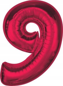 GoDan Balon foliowy cyfra 9 czerwona Smart 92cm 1