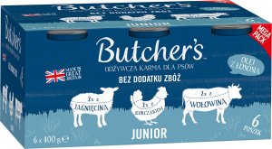 Butcher’s Butcher's Original Junior megapack mix smaków kawałki w galaretce karma dla psów 6 x 400g 2