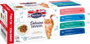 Butcher’s Butcher's Delicious Dinners Cat jumbo pack mix smaków dania z rybą w galaretce karma dla kota 40 x 100g 1