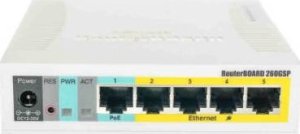 Switch MikroTik Switch Mikrotik CSS106-1G-4P-1S 5x 10/100/1000  PoE output RB260GSP only: Passive PoE output on ports 2-5. Max current 1A per port, DC jack input Voltage: 10-57 V 1