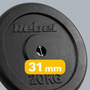 Rebel Obciążenie żeliwne 20kg, otwór 31mm, talerz klasyczny, REBEL ACTIVE 5