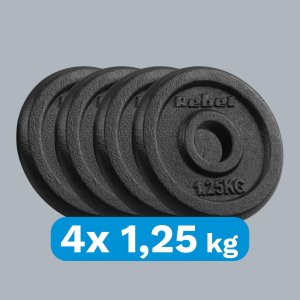 Rebel Zestaw obciążeń żeliwnych 4x1.25kg, otwór 31mm, talerz klasyczny, REBEL ACTIVE 5