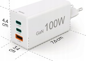 Ładowarka Hama Hama ładowarka sieciowa mini 100W GaN PD/QC 2x USB-C, 1x USB-A biała 2