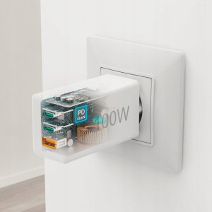 Ładowarka Hama Hama ładowarka sieciowa mini 100W GaN PD/QC 2x USB-C, 1x USB-A biała 8